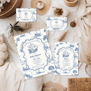 Invitación Elegante Baby Shower Nautical Toile
