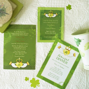 Invitación Boda irlandés a rayas de Claddagh Heart Ring