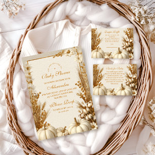 Invitación Baby Shower de calabaza blanca rusa