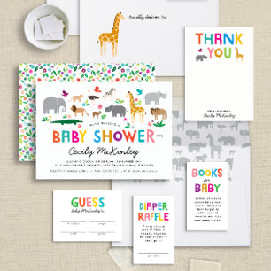 Tarjeta De Recepción Solicitud de libro de Baby Shower de animales de s