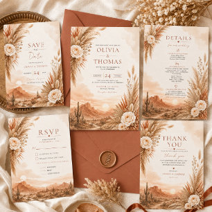 Invitación de boda boho puesta de sol del desierto
