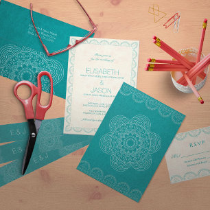 Invitación Mandala Summer Garden Moda Boda Turquesa