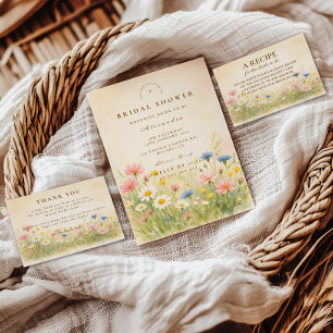 Invitación Despedida de Soltera con Acuarela de Pradera de Fl