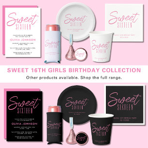 Invitación Cumpleaños Dulces Dieciséis Rosa y Negro