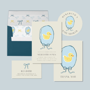 Tarjeta De Agradecimiento Elegante Baby Shower Rubber Ducky doblado