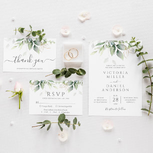 Tarjeta De Confirmación De Asistencia Boda de energía ecológica de color de agua Eucalyp