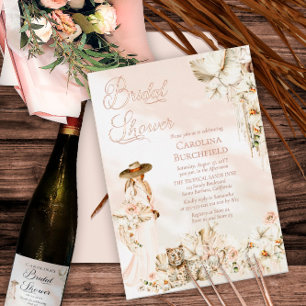 Invitación Boho Leopard   Mujer Tropical Floral Bridal Shower