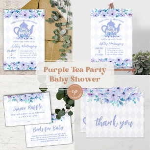 Llavero Tea Fiesta Purple Watercolor Baby Shower