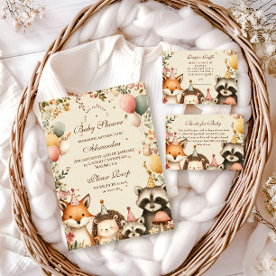 Invitación Fiesta de Woodland Animales Baby Shower