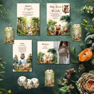 Tarjeta De Recepción Libros de Baby Shower para bebés de animales de Wo