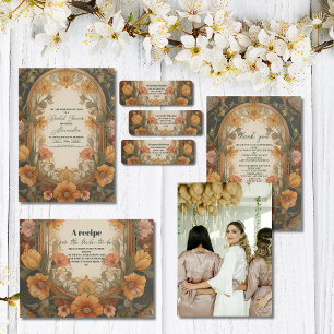 Tarjeta De Recepción Ducha nupcial de Art Nouveau floral de época