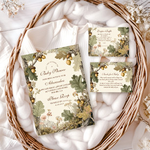Invitación Vintage Woodland Acorns Baby Shower