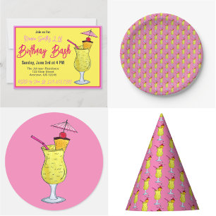 Pegatina Redonda Pina Piña Colada Cóctel de piña puertorriqueña