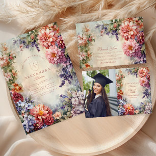 Tarjeta De Agradecimiento Graduación de Boho Wildflower Meadow