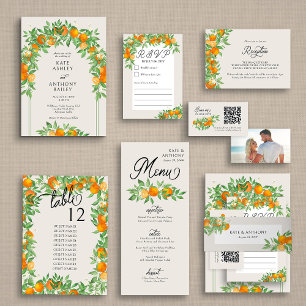 Tarjeta De Recepción Naranja Blossom Boda sitio web RSVP en línea