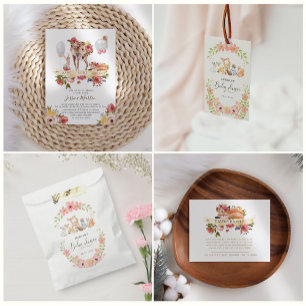Invitación a Baby Shower de animales de bosque de 