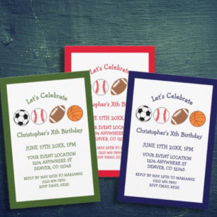 Invitación Cumpleaños de Sports Boy