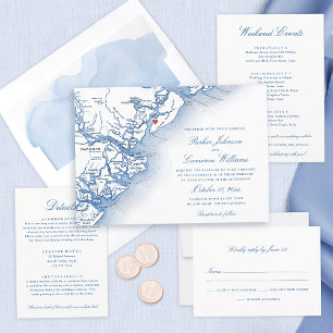 Tarjeta De Recepción Elegante Boda de eventos Hilton Head Weekend