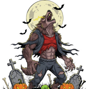 Reloj Redondo Mediano 🐺 Werewolf Halloween Wall Clock 🎃