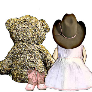 Invitación Lil' Cowgirl y Teddy Bear   Baby Shower rosa