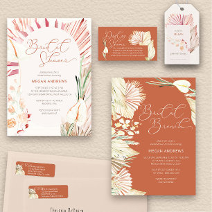 Invitación Boho Palm Dried Tropical Foliage Brillante Ducha