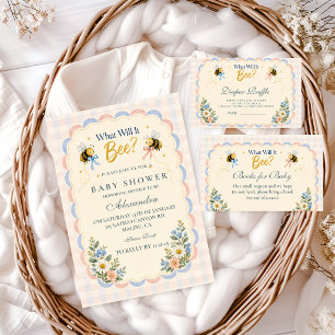 Invitación Qué Será el Abejorro Gingham Personalizado