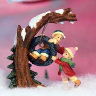 Tarjeta de Navidades de la aldea del esquiador