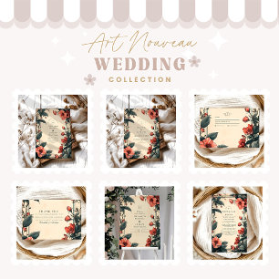 Reserva La Fecha Boda floral vintage de Art Nouveau