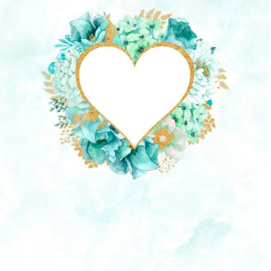 Invitación Mint Florals y Boda de oliage de oro