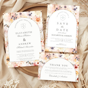 Tarjeta De Agradecimiento Boda de Jardín Floral Neutral