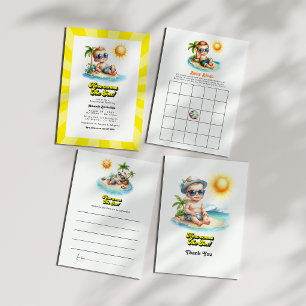 Tarjeta De Agradecimiento Niño de playa tropical llega el hijo Baby Shower