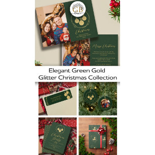 Invitación Elegante Purpurina de Oro Verde Wreath Navidades F
