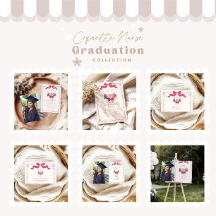 Tarjeta De Agradecimiento Graduado de la Escuela de Enfermería Pink Bow Coqu