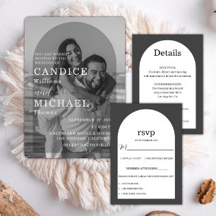 Invitación Moderno Boda De Fotografía Elegante En Arco Blanco