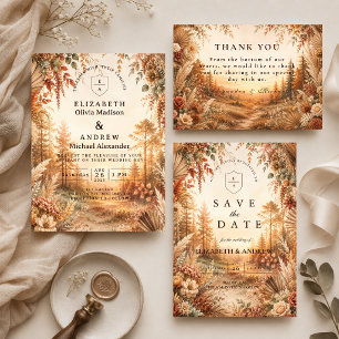 Tarjeta De Agradecimiento Boda Encantada de Boho Bosque
