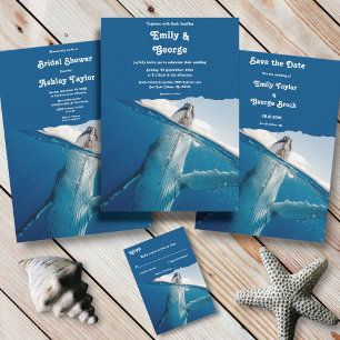 Invitación Ducha nupcial de la playa de ballenas azul marina
