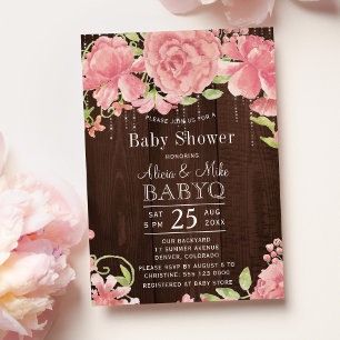 Invitación Ducha de bebé de peonatos de rosas rosadas Rubor