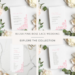 Programa Boda de encaje de Rosa floral rosa de color vintag