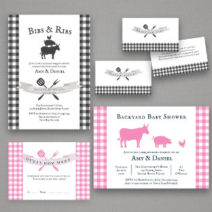 Invitación BBQ Baby Shower Rústico Vintage Gray Plage