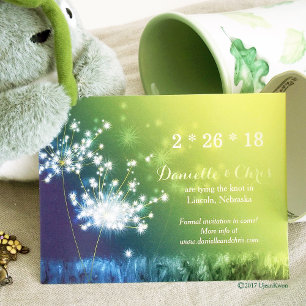 Invitación Glam Dandelions Blue Green Ombre Boda