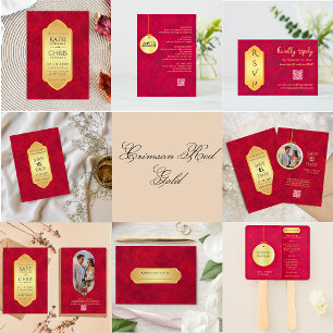 Elegante Crimson Gold Luxury Royal Menu
