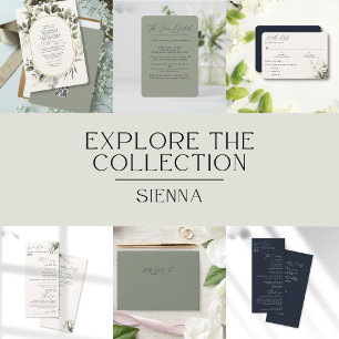 Invitación Con Relieve Metalizado Simple Botánico y RSVP Código QR Rosa Boda de la M