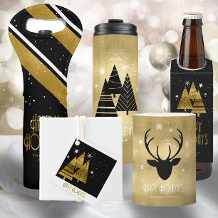 Tarjeta Festiva Deer Antlers Arrows Navidades Gold ID861