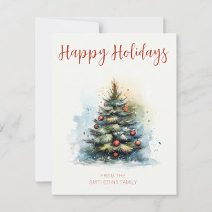 Postal Árbol de Navidad acuarela