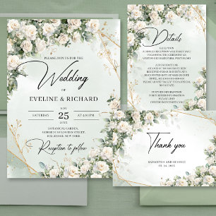 Servilleta De Papel Rosas blancas románticas Eucalyptus Greenery boda