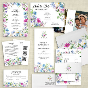 Invitación Elegante Boda Floral del Jardín de Flores Silvestr