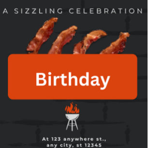 Invitación Fiesta de cumpleaños del hombre, Bacon, barbacoa