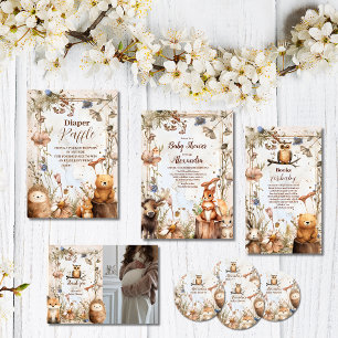 Tarjeta De Recepción Libros de Baby Shower para bebés de Woodland Fores