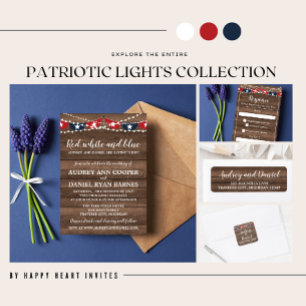 Invitación Boda fotográfico de Luces Patrióticas del 4 de jul