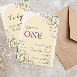 Tarjeta De Agradecimiento Pequeño Chica de Flor Silvestre 1er cumpleaños est